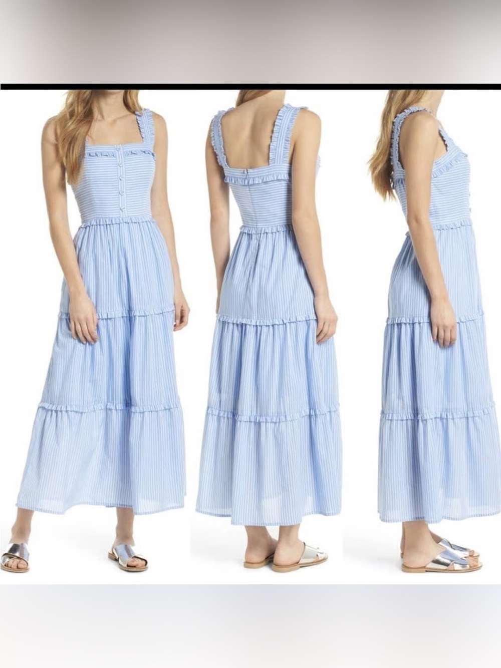 Gal Meets Glam Courtney Rio Stripe Lawn Maxi Dress (128)